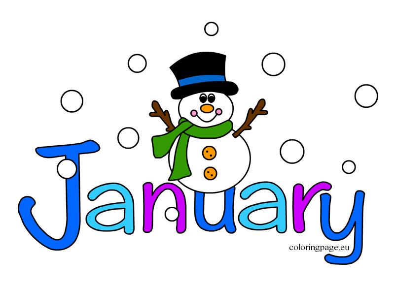 January on the bottom with a snowman sitting on top with circles around it.