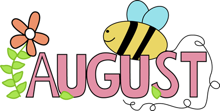 August with a flower and bee decoration.